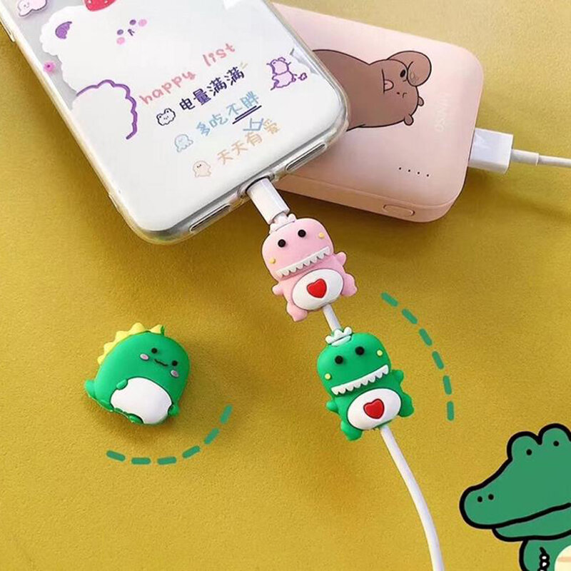Cartoon Charging Cable Protector Cover For Mobile Phone USB Cable Data Line Fracture Prevention Cute Couple Portable Case