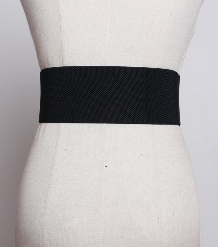 Cinturini in ecopelle elastica con cintura larga da donna di lusso moda Vintage quadrato Pin fibbia in lega sigillo in vita per maglione cappotto