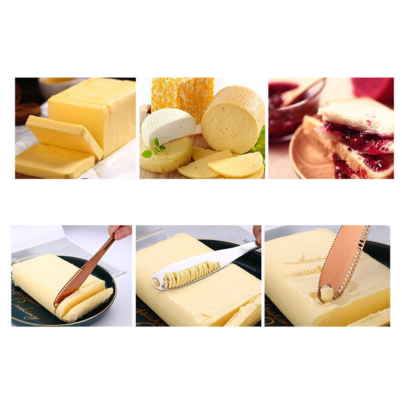 Butter Knife Cheese Cutter with Hole Stainless Steel Cheese Dessert Knife Cream Wipe Cream Bread Jam Tools Kitchen Gadget Knives