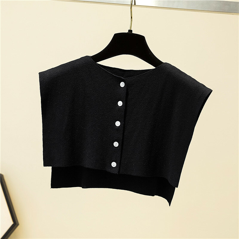 Szalik z dzianiny damska koszula z imitacją kołnierzyka elegancka ciepła fałszywa obroża dla kobiet czarna odpinana obroża dla kobiet pół koszuli