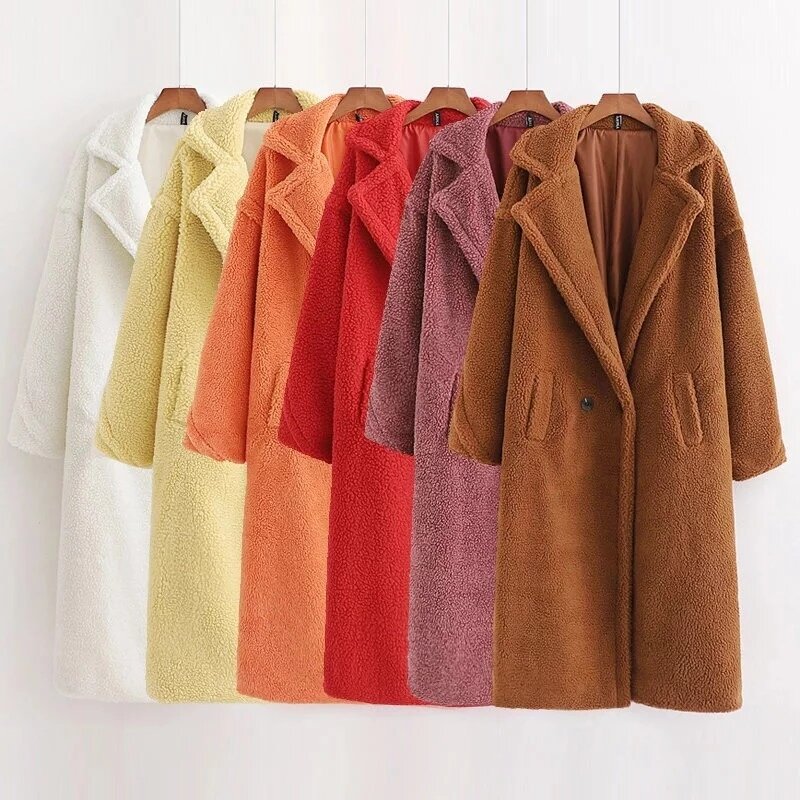 Manteau Long en fausse fourrure pour femme, veste en peluche, manteau, épais, chaud, surdimensionné, vêtements d'extérieur, hiver 2022