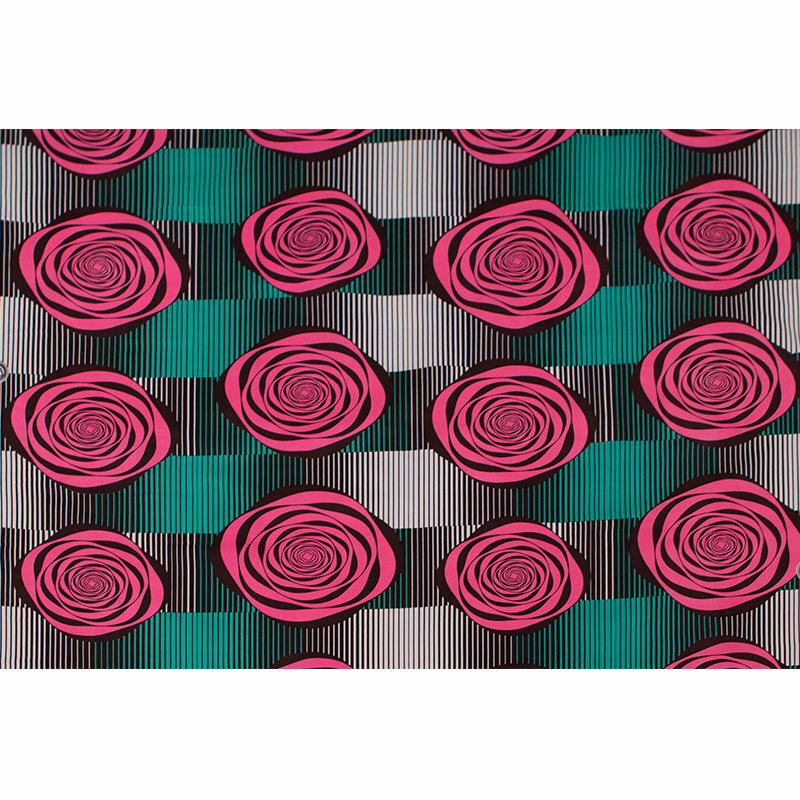 2019 Veritable Wax 100% โพลีเอสเตอร์สีชมพูและสีเขียวผ้าพิมพ์ลายแอฟริกันผ้า Pagne Wax