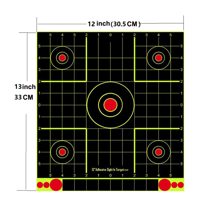 أهداف ملصقات رش الرشاش للرؤية والتزفير ، منظار بندقية البصريات ، 12 بوصة × 13 بوصة ، 10 بوصة لكل عبوة 1 بوصة ، 3 خيارات