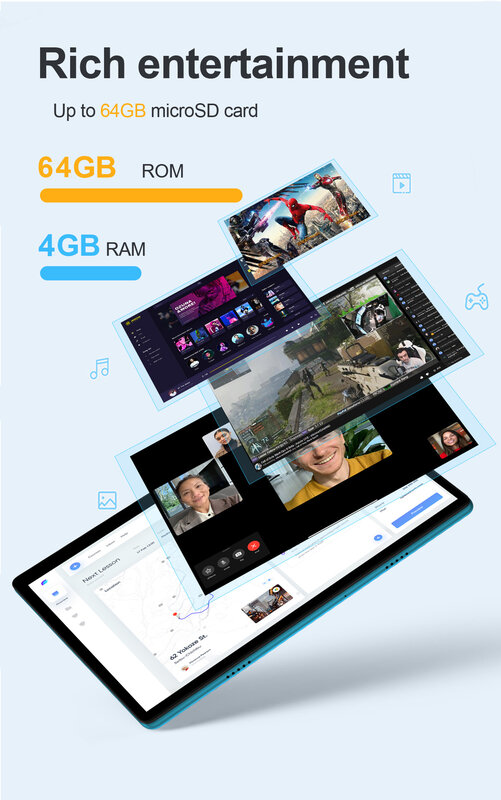 BDF 10.1นิ้ว Tablet Pc ใหม่ Android 9.0แท็บเล็ต3G/4G โทรศัพท์ Octa Core 4GB/64GB ROM บลูทูธ Wi-Fi 2.5D เหล็กหน้าจอแท็บเล็ต