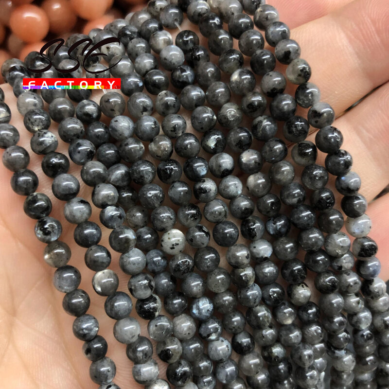 Perles Rondes en Pierre de Labradorite Noire Naturelle pour Bijoux, Fabrication de Bracelet de 4, 6, 8, 10 et 12 mm, 15 pouces, Vente en Gros