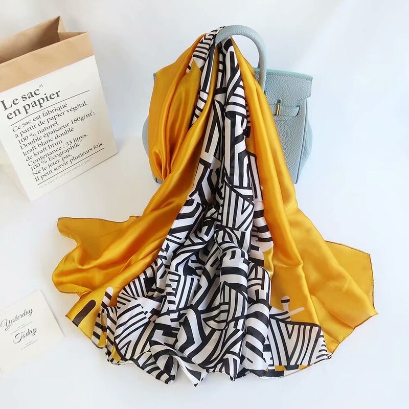2022 marca feminina cachecol foulard impresso xale moda verão pareo envoltório cachecóis feminino praia stoles bandana silenciador senhoras seda