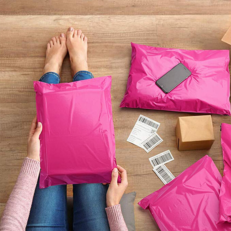 핑크 폴리 메일러 자체 접착 포스트 우편물 패키지, 접착제 인감, 우편물 가방, 선물 가방, 택배 보관, 배송 가방, 50 개