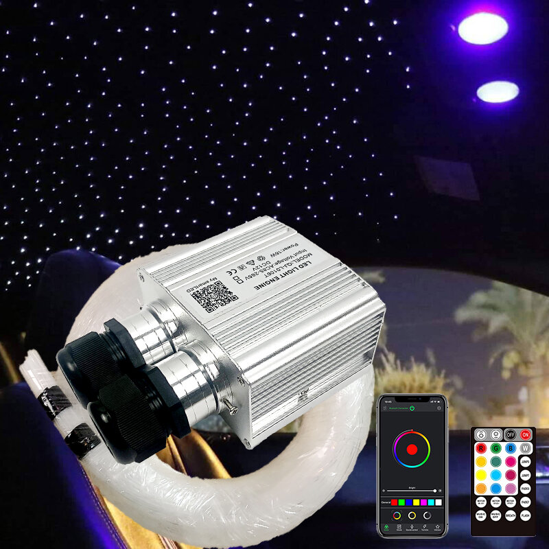 Optic Lighting สมาร์ท APP Twinkle เส้นใยเครื่องยนต์ RF เพลงสายควบคุม Starry ผลเพดานคู่หัวไฟโคมไฟใหม่