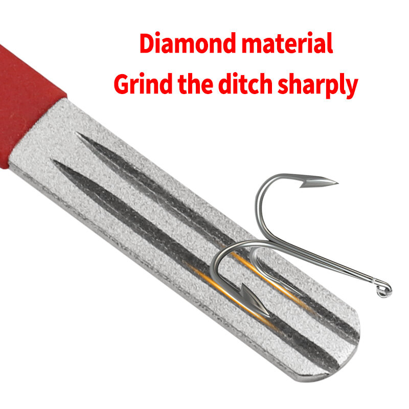 Double Side Hook Hone Fishing Hook File Line Stripper Knife Sharpener Mini Diamond Sharpening Tool Fishing Accessory