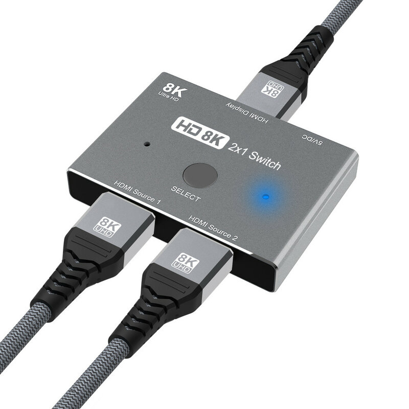Kompatybilny z HDMI przełącznik Ultra HD 8K szybki 48 gb/s rozdzielacz 2 w 1 8K @ 60Hz 4K @ 120Hz kierunkowy konwerter 2.1 na konsolę Xbox PS5