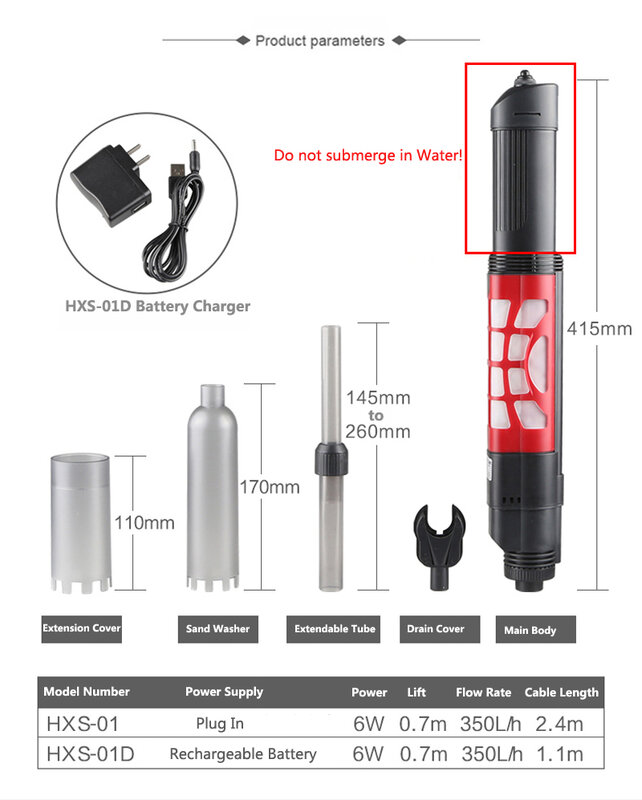 Automatic Gravel Electric Cleaner Water Filter Sand Washer Siphon Vacuum Cleaning Tool for Fish Tank Aquarium