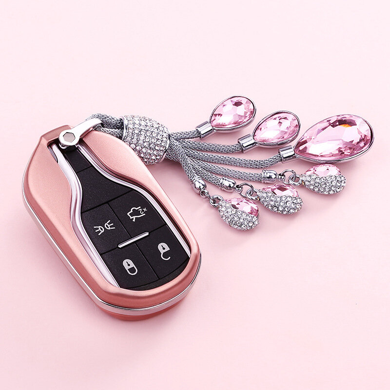 Per Maserati Levante Quattroporte Ghibli chiave a distanza per auto ciondolo in cristallo custodia protettiva custodia con fibbia accessori per chiavi