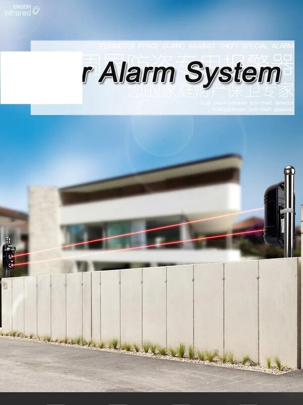 Wasserdicht Dual Strahl Sensor Aktive Intrusion Detector IR 20m ~ 150m Outdoor Perimeter Wand Barriere Zaun für GSM alarm