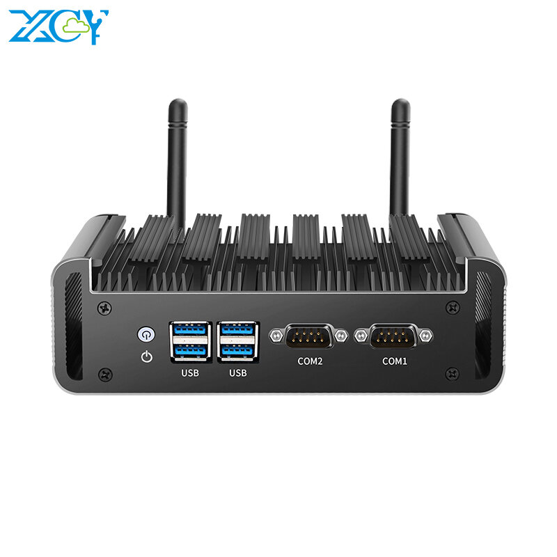 XCY Fanless Mini PC Intel Core i3 4010U i5 4200U i7 4500U 2x RS232 2x GbE LAN HDMI VGA 4x USB Ports Unterstützung WiFi Windows Linux