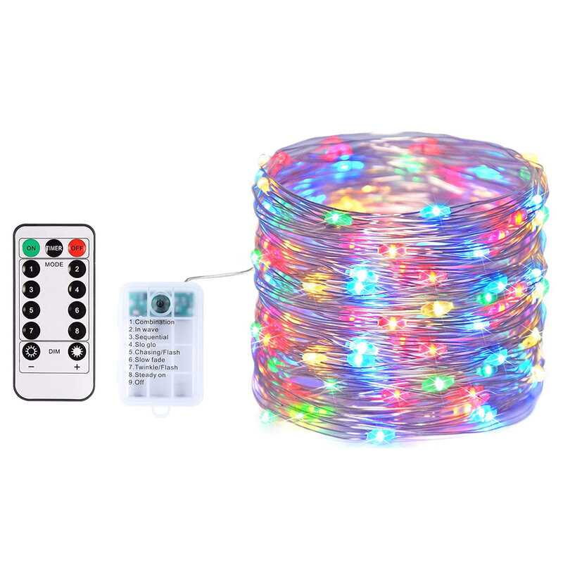 Battery Operated 8 Modes Remote LED String Lights Waterproof Fairy Lights Garden Christmas Decoration Garland Holiday Lighting
