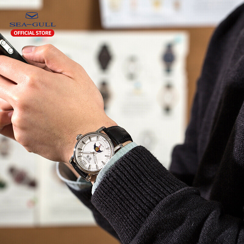 2020 Новые поступления чайки мужские часы модные бизнес многофункциональные автоматические механические часы кожаный браслет часы M308S