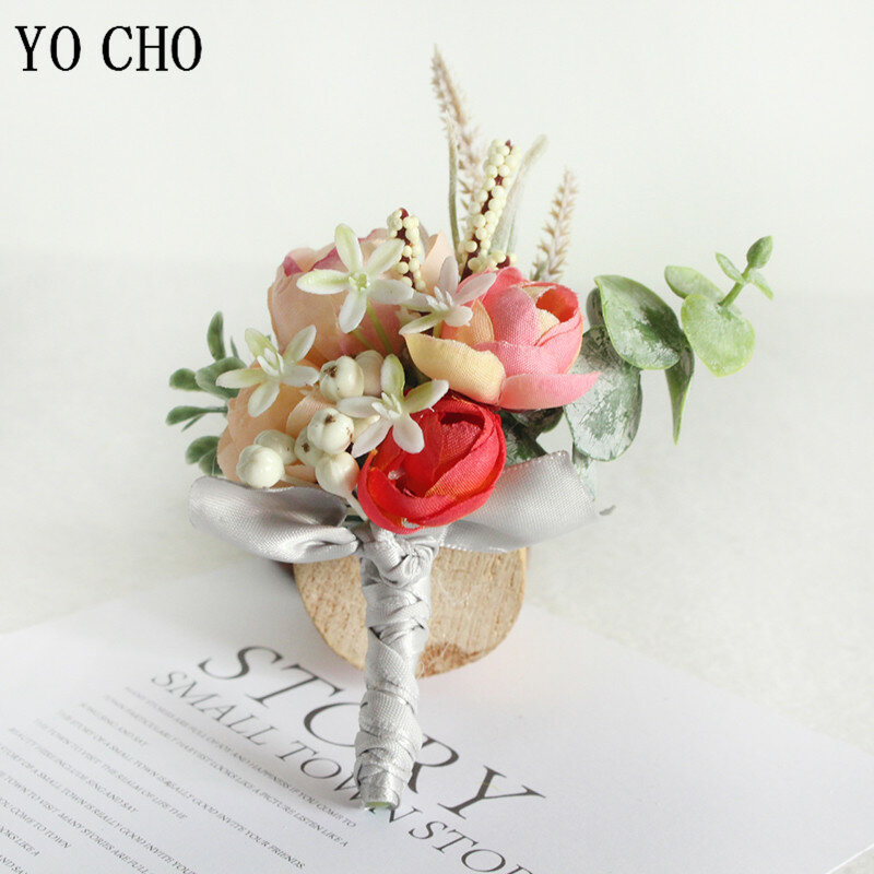 Женский свадебный бутоньерка YO CHO, бутоньерка на запястье для подружки невесты, Шелковый бутоньерка с цветами