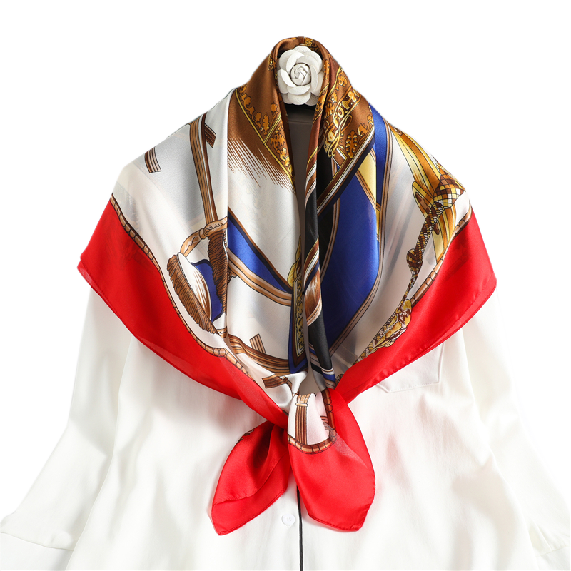 تصميم طباعة الحرير أوشحة مربعة شال سيدة التفاف الحجاب وشاح للرقبة ربيع جديد لينة كبيرة عقال النساء باندانا Foulard