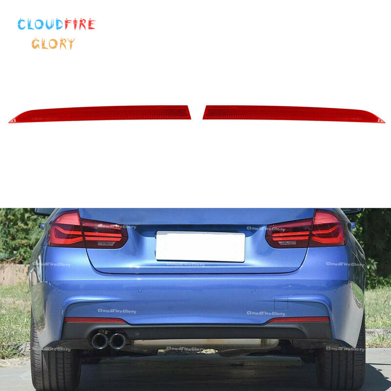 CloudFireGlory Sepasang Kiri dan Kanan Bumper Belakang Penanda Reflektor Merah untuk BMW Seri 3 F30 F31 M Sport 328i 335i 2012- 63147847165