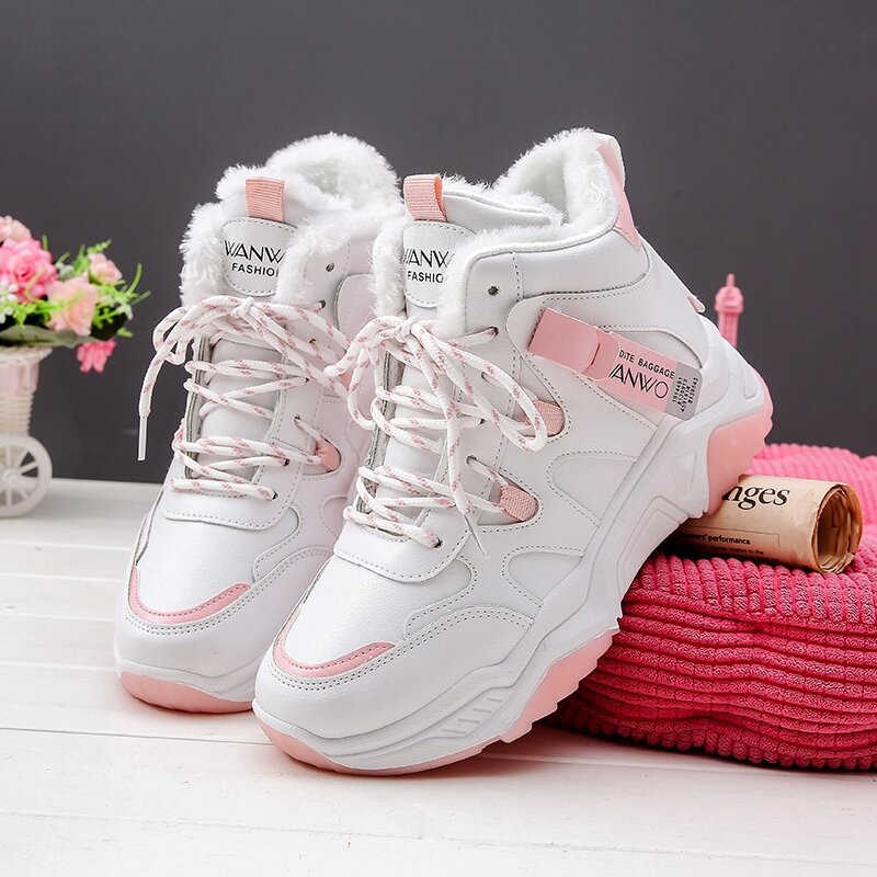 Winter Plus Velvet High Top Women Sneakers  Cold Protection Keep Warm Women Shoes Outdoor Women Casual Shoes  Zapatos De Mujer