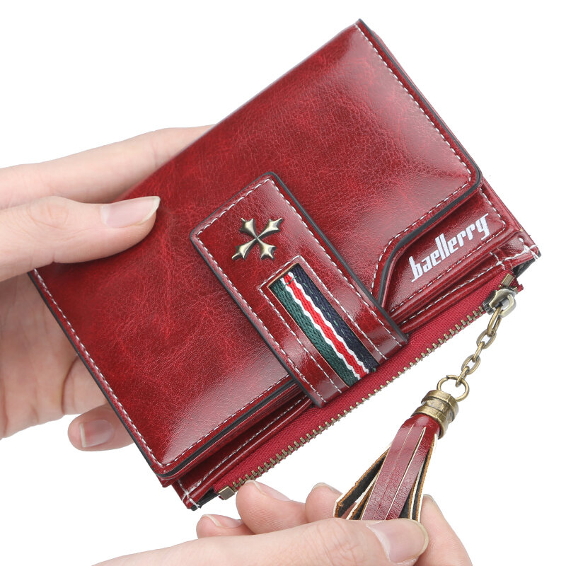 女性のためのタッセル付きの新しいパーソナライズされた財布,ジッパー付きの短い財布,多機能の防水ウォレット