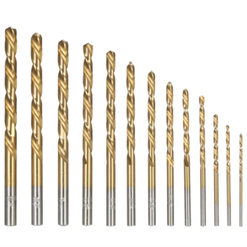 13Pcs Left Handed Drill Bit Set Extractor Drill Bits for Metal Power Tools Accessories with Titanium Nitride Coating