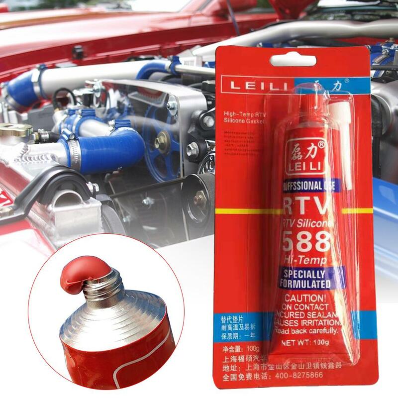 Cola adesiva forte para carro, Selante de alta temperatura, RTV Red Fastening Glue, Motor Gap Seal, Ferramentas de reparo, Limpeza, 100g