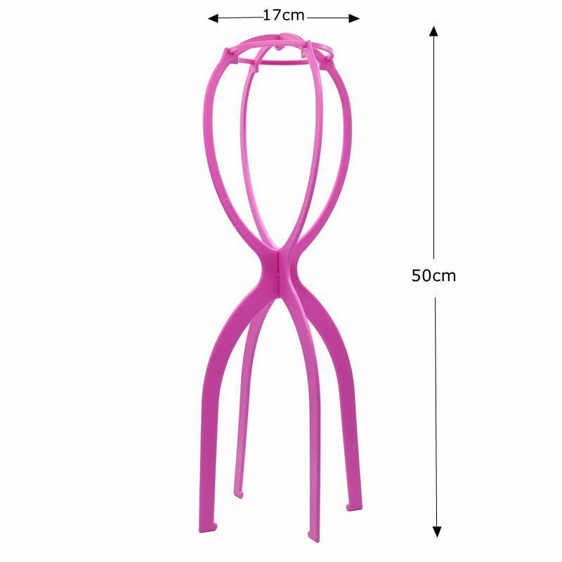 50cm Black/Pink Color Ajustable High Wig Stand Plastic Wig Holder Portable Folding For Styling Display women long wig