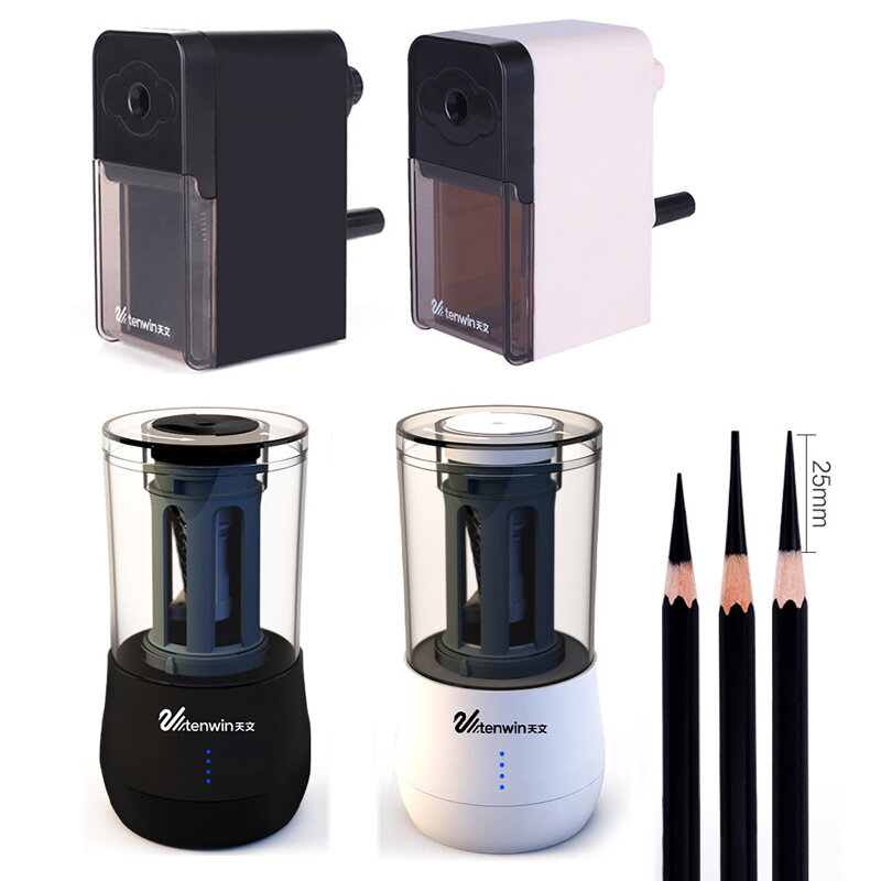 Tenwin-afiladores de lápices eléctricos automáticos, cuchillo de pluma Kawaii, batería/carga USB, suministros de papelería alimentados