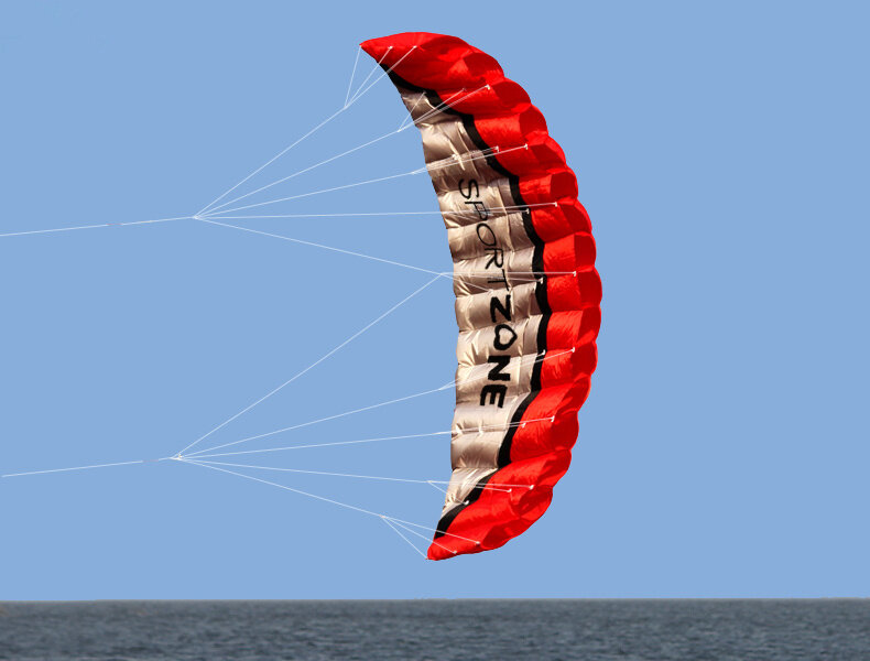 Alta qualidade 2.5m linha dupla 4 cores parafoil paraquedas esportes praia pipa fácil voar fábrica tomada