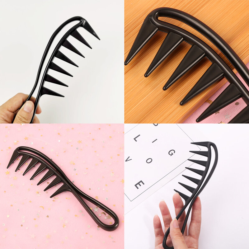 1pc Wide Tooth Shark Plastic Comb Detangler Curly Hair Salon Hairdressing Comb Massage For Hair Styling Tool For Curl Hair