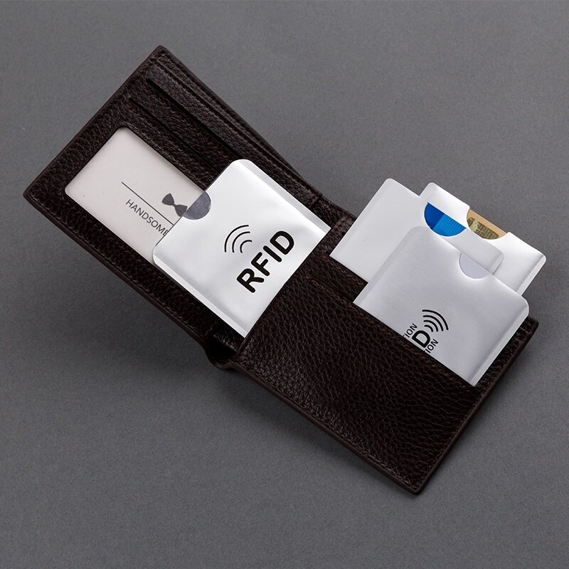 Anti Rfid การปิดกั้นกระเป๋าสตางค์ Reader ล็อค Bank Card Holder Id Card ผู้ชายผู้หญิงบัตรเครดิตหนังสือเดินทาง NFC กระเป๋าอลูมิเนียม6*9.3ซม.