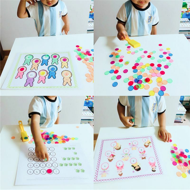 【 Có Thời Hạn Promotion】Montessori Đồ Chơi Học Tập Từ Tính Dính Đũa Phép Bộ Với Màu Sắc Trong Suốt Đếm Chip Với Kim Loại Vòng