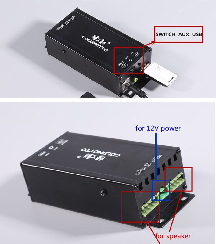 Amplificatore Audio ad alta potenza 12V lettore MP3 Bluetooth per moto ATV Radio FM sistema Audio musicale AUX USB