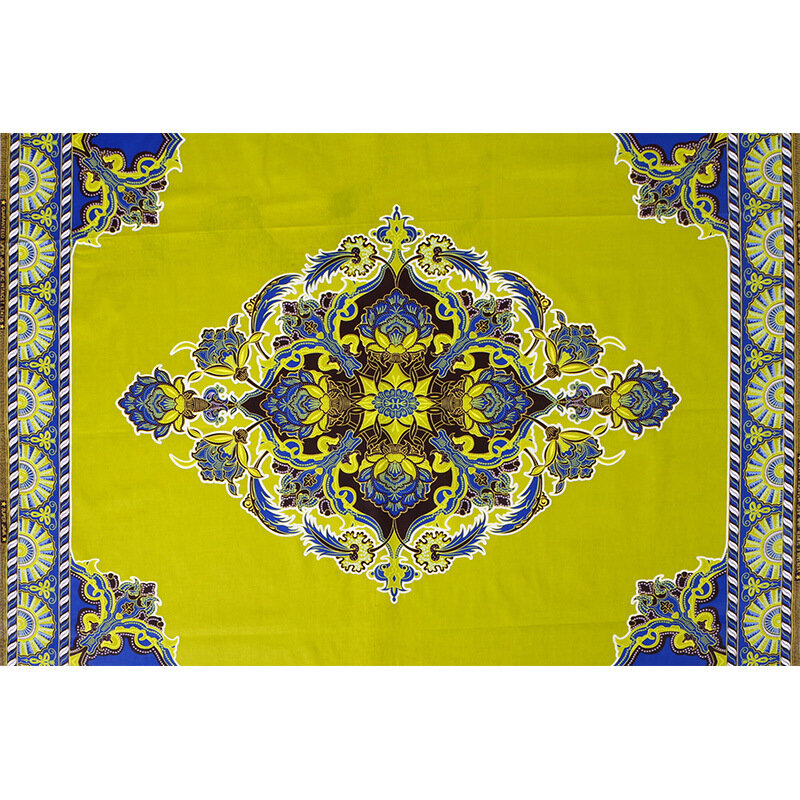 Tela africana auténtica 100% algodón, tela con estampado de flores amarillas y azules, garantía de cera Real, 6 yardas por lote