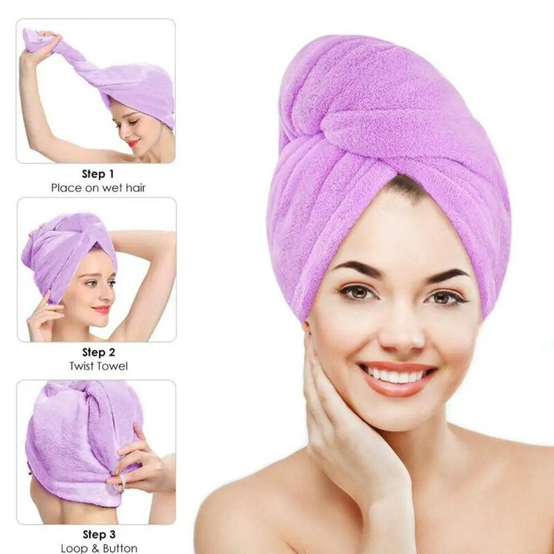 1pc secador de cabelo de microfibra secagem rápida toalha banho envoltório chapéu turbante secagem rápida secagem rápida senhora doméstica toalha de cabelo ferramenta de banho 2022
