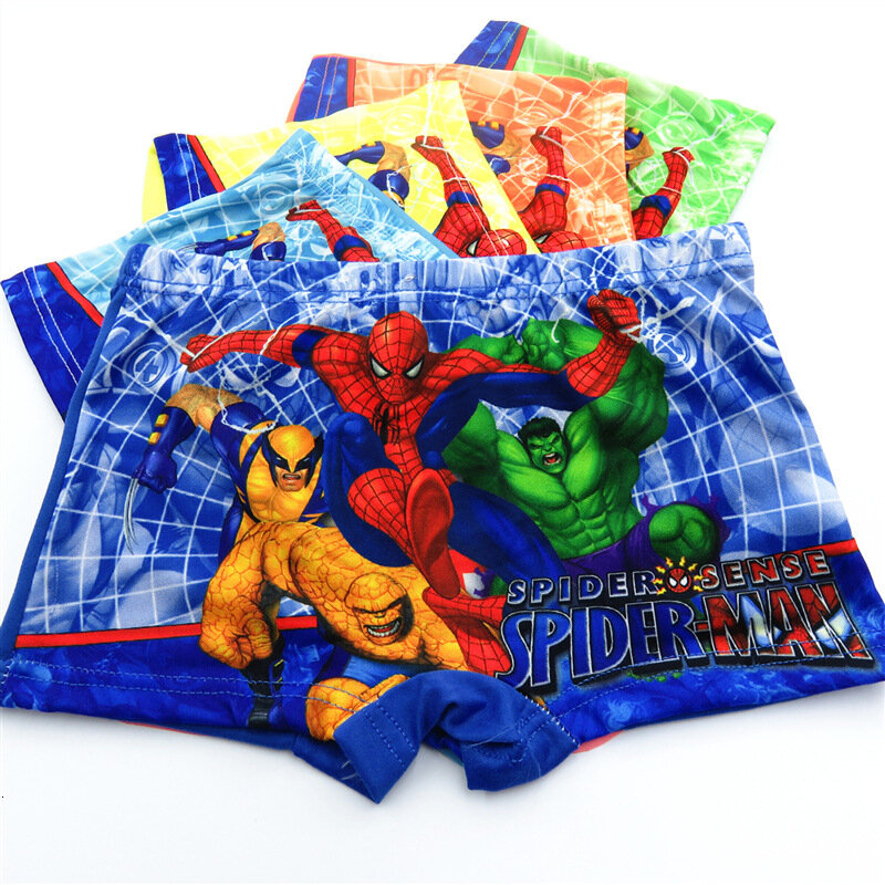 4 unids/lote Boxer Briefs niño ropa interior niños bebé niños ropa interior Spiderman dibujos animados braguitas cómodas 2-9Y