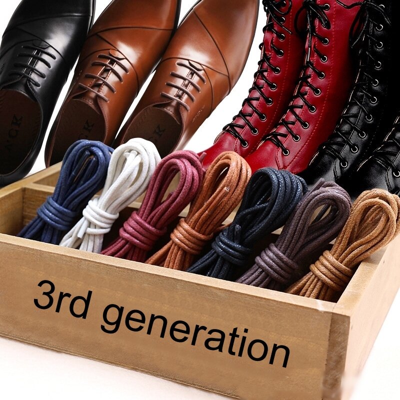 1Pair Waxed Cotton Round Shoe laces Leather Waterproof ShoeLaces Men Martin Boots Shoelace Shoestring Z073