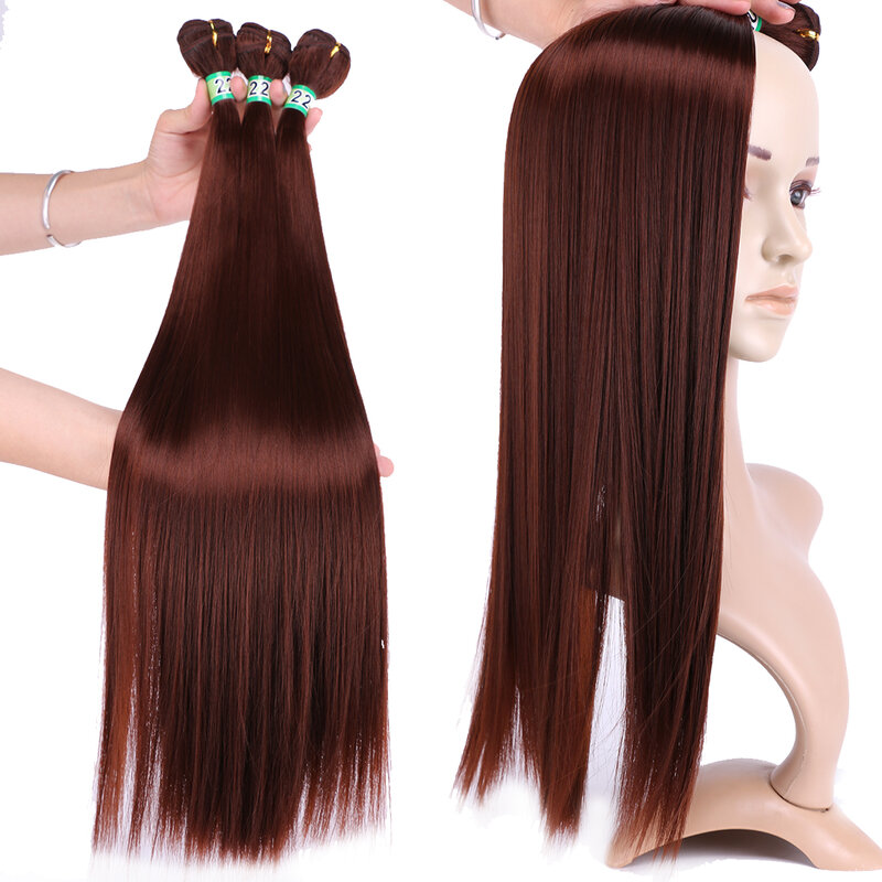 14-30 zoll 200 gramm/los Seidige Gerade Haar Bundles Natürliche Schwarze Hohe Temperatur Synthetische Haar Extensions für Schwarze Frauen