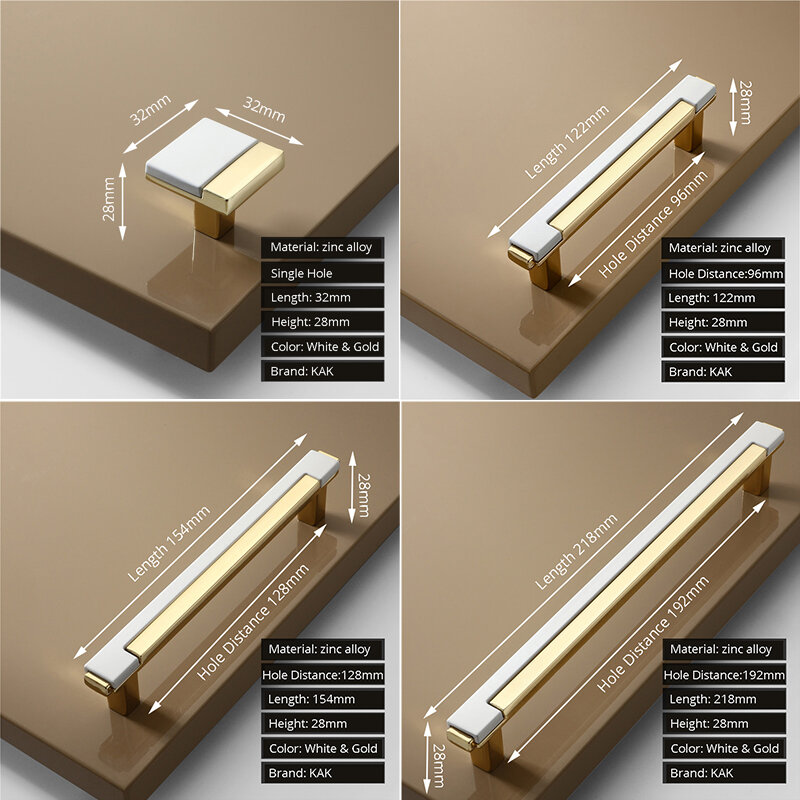 KAK – Poignée de meuble moderne en chrome doré, accessoire idéal pour placard, tiroir, porte, à la cuisine, aux toilettes, boutons de portes