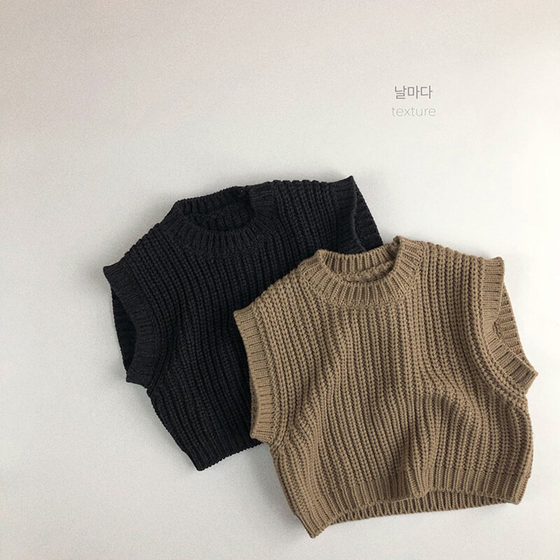 Autumn Baby Boy Girl sleeveless Sweaters Kids brand Winter Boys Knit Sweater Girls Ripped Sweater Casual Toddler Clothes