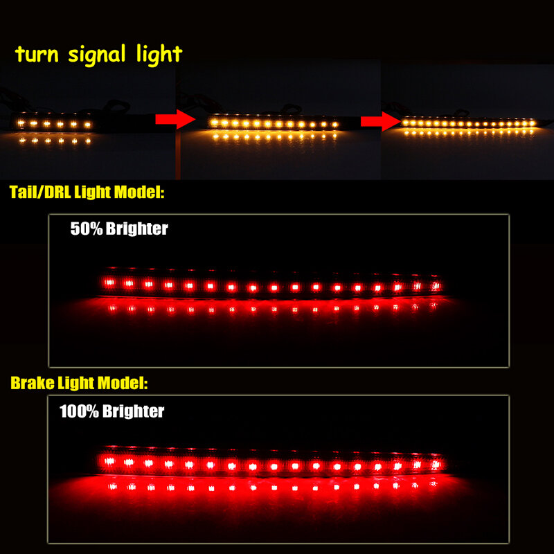 IJDM สำหรับ Lincoln MKZ LED Bumper Reflector ไฟสีแดงฟังก์ชั่นเป็นไฟท้ายเบรค & ไฟตัดหมอกด้านหลัง,amber Sequential เลี้ยวไฟสัญญ...