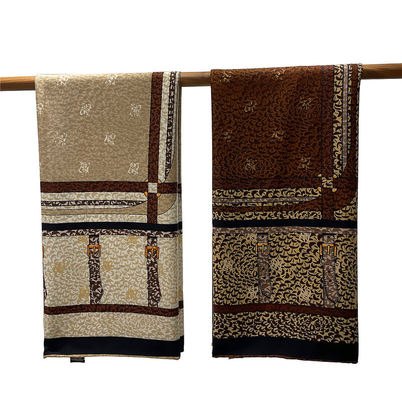 Artystyczne łańcuch do paska z nadrukiem duże kwadratowe kaszmirowy szalik w chustę damskie zimowe luksusowe szalowe peleryny 130*130cm chustka