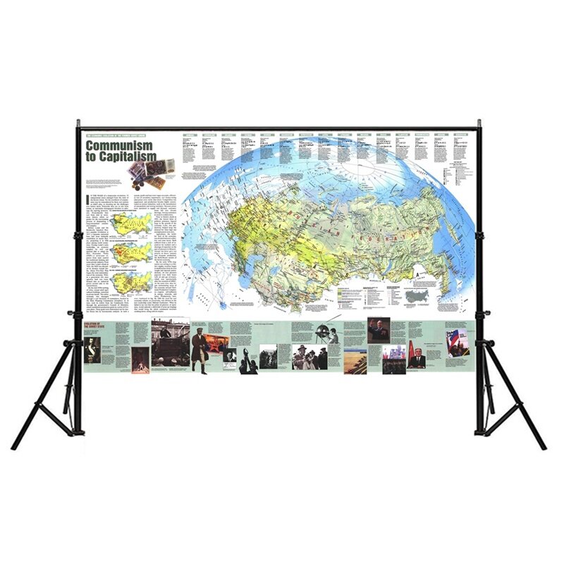 225x150 см политическая физическая карта России, настенная наклейка, коммунизм 1993 года без флага страны, Карта мира, Настенный декор, художественная картина