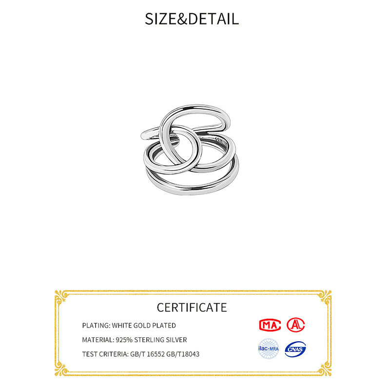 925 Sterling Zilver Glad Ringen Voor Vrouwen Verweven Sieraden Mooie Vinger Open Ringen Voor Party Verjaardagscadeau