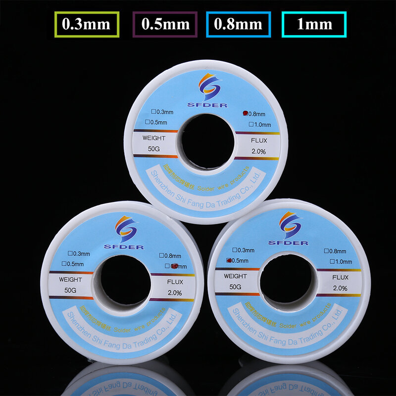 0.3/0.5/0.8/1mm Solder Wire Rosin Core Tin Wire FLUX 2.0% 50g Low Melting Point Solder Soldering Wire Roll