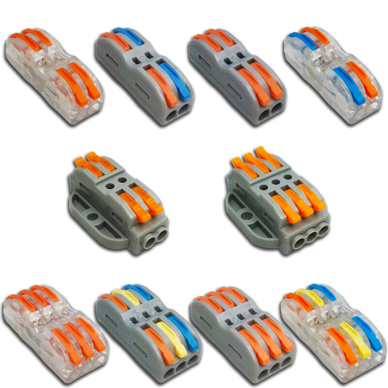 Mini conector de cabo de conexão, conector de cabo universal compacto de mola, conector de emenda de fiação, bloco de terminais empurrador/cabeçote/3