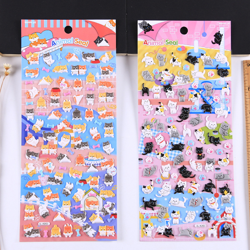 Kawaii małe zwierzę pianki 3D dekoracyjne naklejki papiernicze Scrapbooking DIY pamiętnik Album Stick Label Cat Panda naklejki dla dzieci