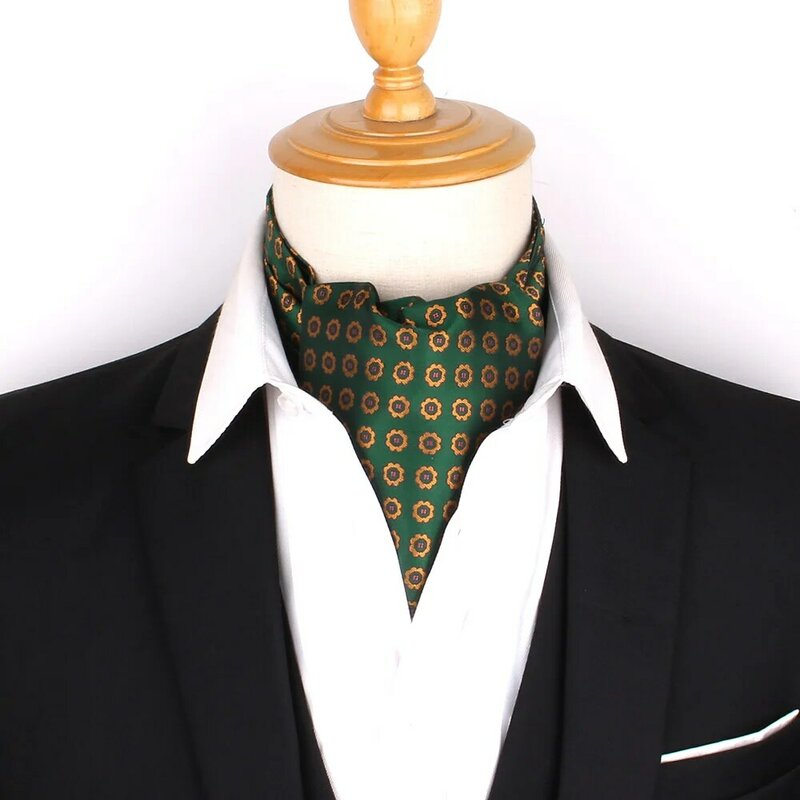 Żakardowy kwiatowy turecki wzór mężczyźni nerkowca krawat ślub formalny krawat Ascot Scrunch własny brytyjski dżentelmen poliester miękki krawat luksusowy