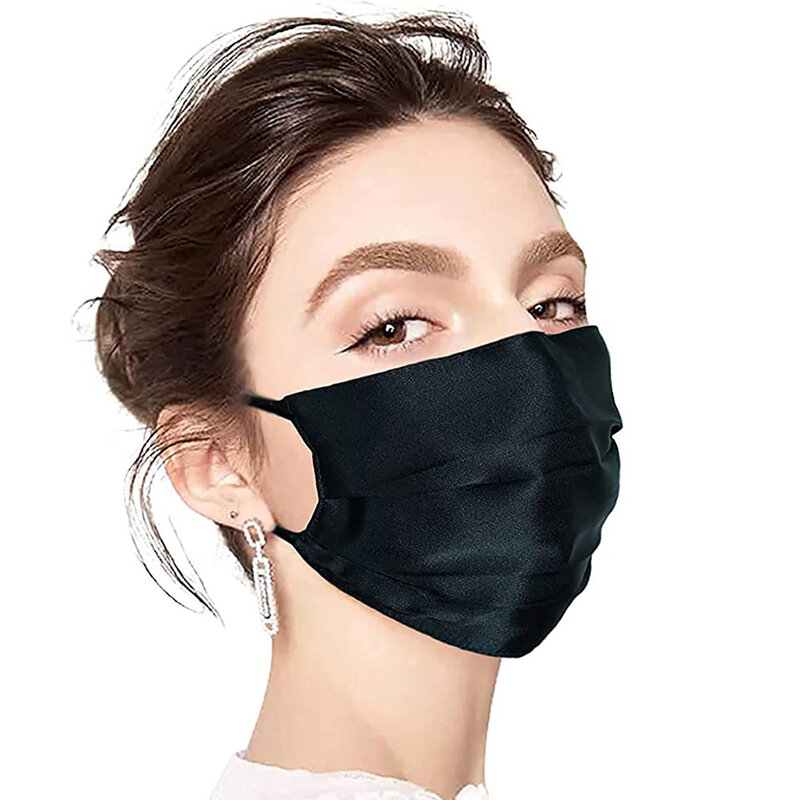 Mascarilla facial de seda de morera 100% pura para hombre y mujer, máscara lavable y reutilizable con elásticos ajustables, 16 Momme